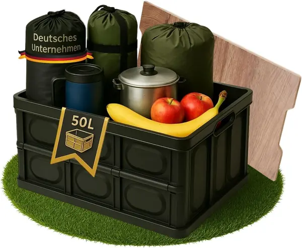 Faltbare Camping-Box, 52x35x29 cm, Schwarz, 50L…