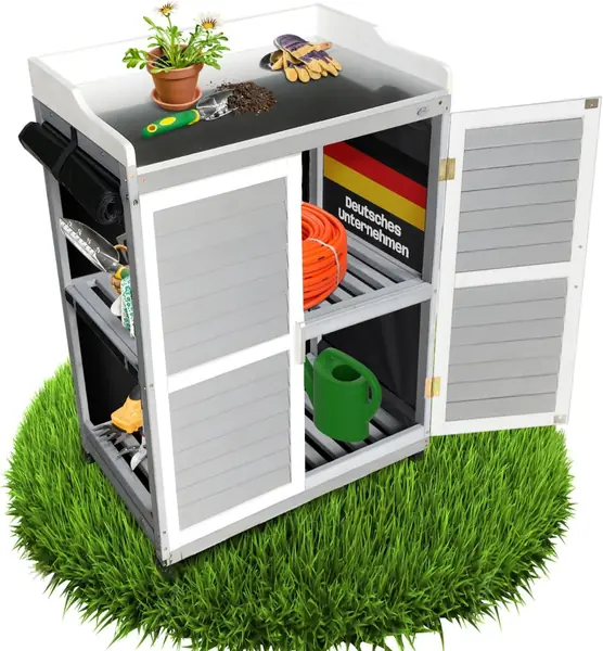 Gartenschrank Lola, 67x46x98 cm, Grau, Pflanztisch mit…