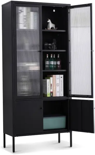 Glasvitrine, Schwarz, Vitrine Tokio Schrank Modern…