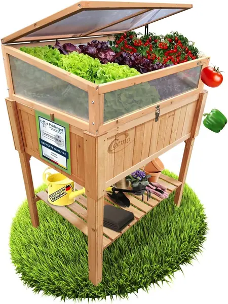 Hochbeet mit Frühbeetaufsatz, 90x40x120 cm…