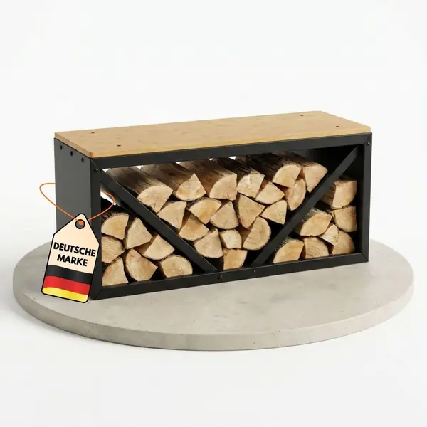 Coemo Kaminholzregal mit Sitzfläche Rudi, Schwar