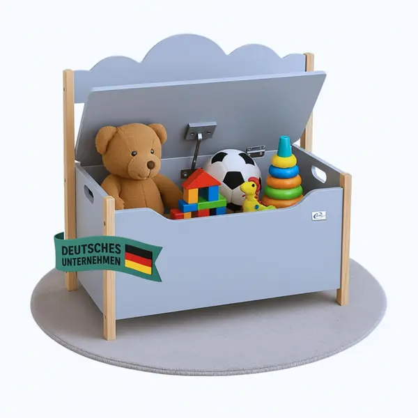 Spielzeugtruhe mit Sitzbank, Grau, Holztruhe Trudi…