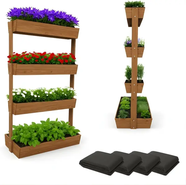 Vertikalbeet Vera aus Holz, 85x45x140 cm, Braun…